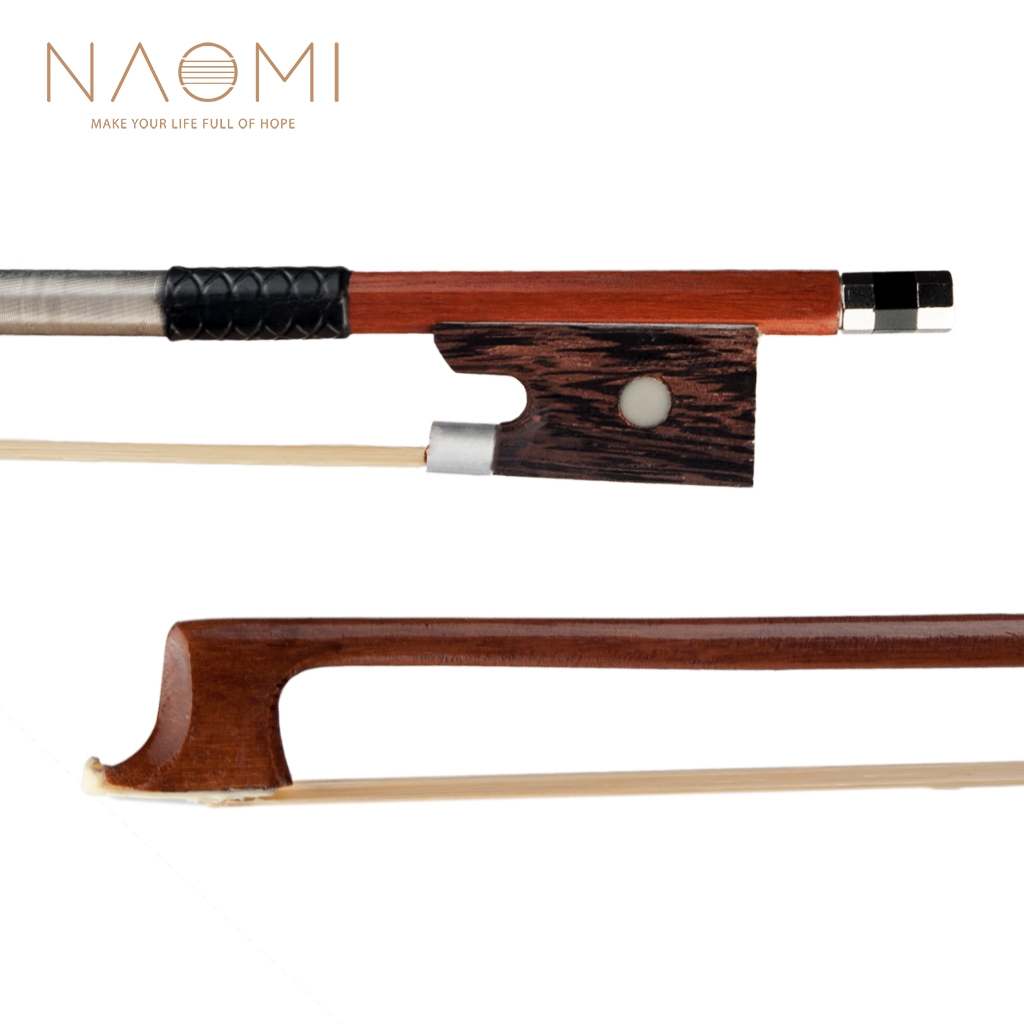 NAOMI 4/4 Violin Bow Rosewood Bowstick Ebony Frog Sheep Leather Wrap with Mongolia Horse Hair Strings Accessories