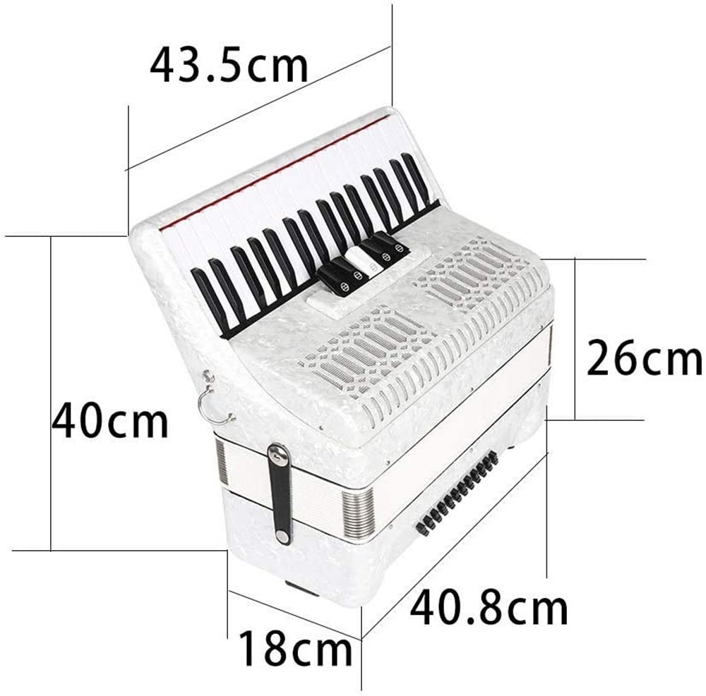 IRIN 34 Key 48 Bass Accordion Musical Instrument Accordion White Beginner Adult Musical Instrument White Pattern Keyboard Musical Instrument Gift