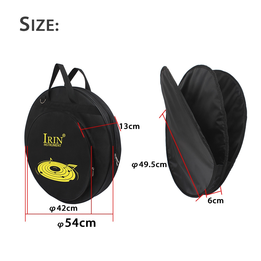 IRIN 21 Inch Cymbal Bag Backpack for 21 inch Cymbals Three Pockets with Removable Divider Shoulder Strap Carrying Bag