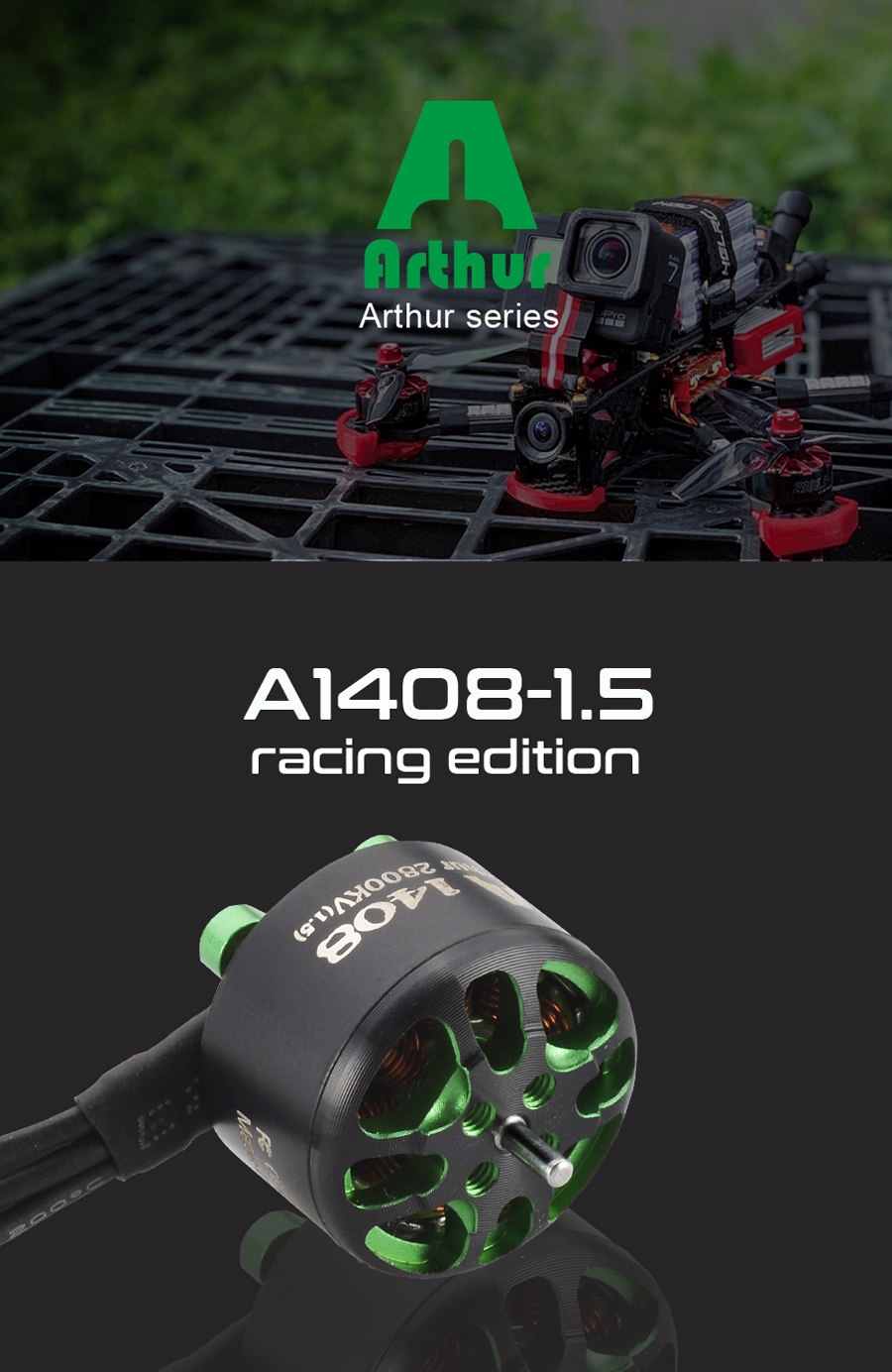 Flashhobby Arthur Series A1408 1408 2800KV 2-6S / 3650KV 2-4S Brushless Motor with 1.5mm / 5mm Shaft for RC Drone FPV Racing