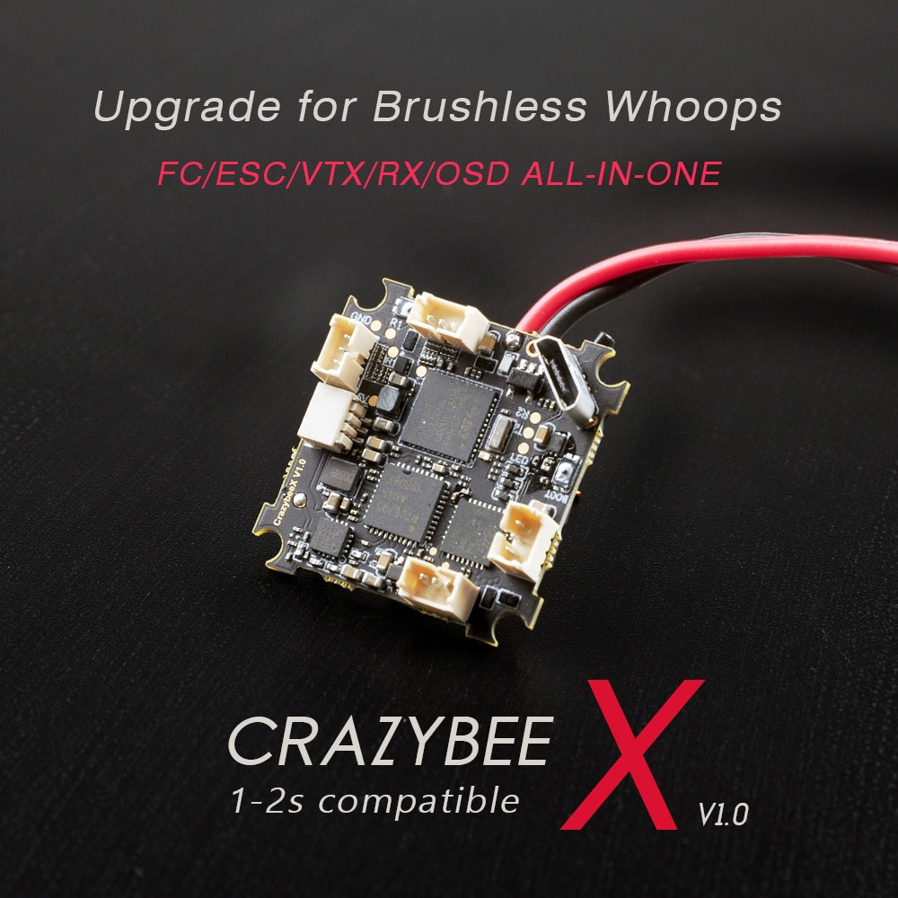 Happymodel Crazybee X V1.0 F4 OSD Flight Controller 1-2S AIO 5A BL_S 4in1 ESC & 40CH 25mW VTX & Compatible Frsky D8/D16 Receiver for Whoop RC Drone FPV Racing