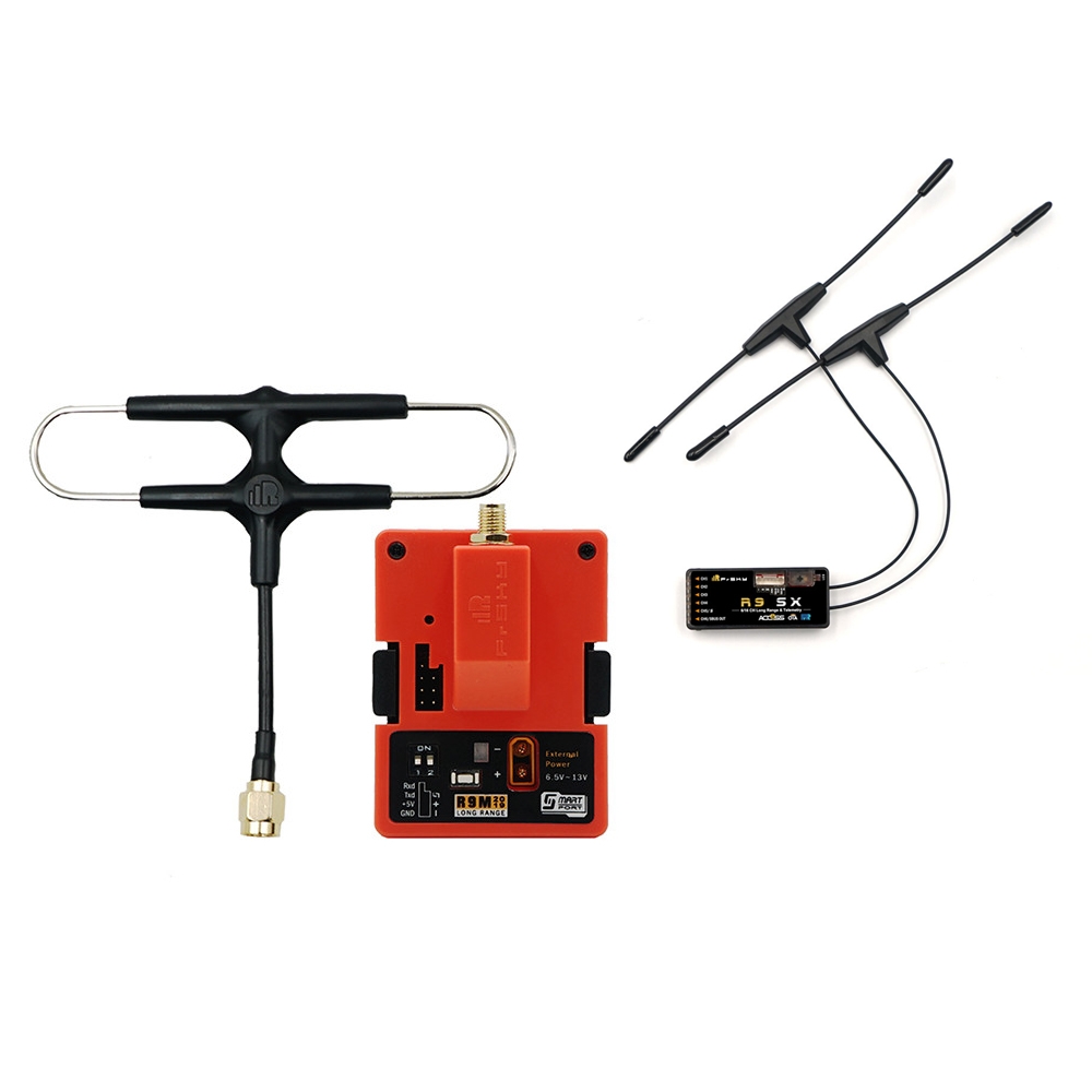 10% OFF for FrSky R9M 2019 900MHz Long Range Transmitter Module and R9 SX OTA ACCESS 6/16CH Long Range Enhanced Receiver Combo with Mounted Super 8 and T antenna