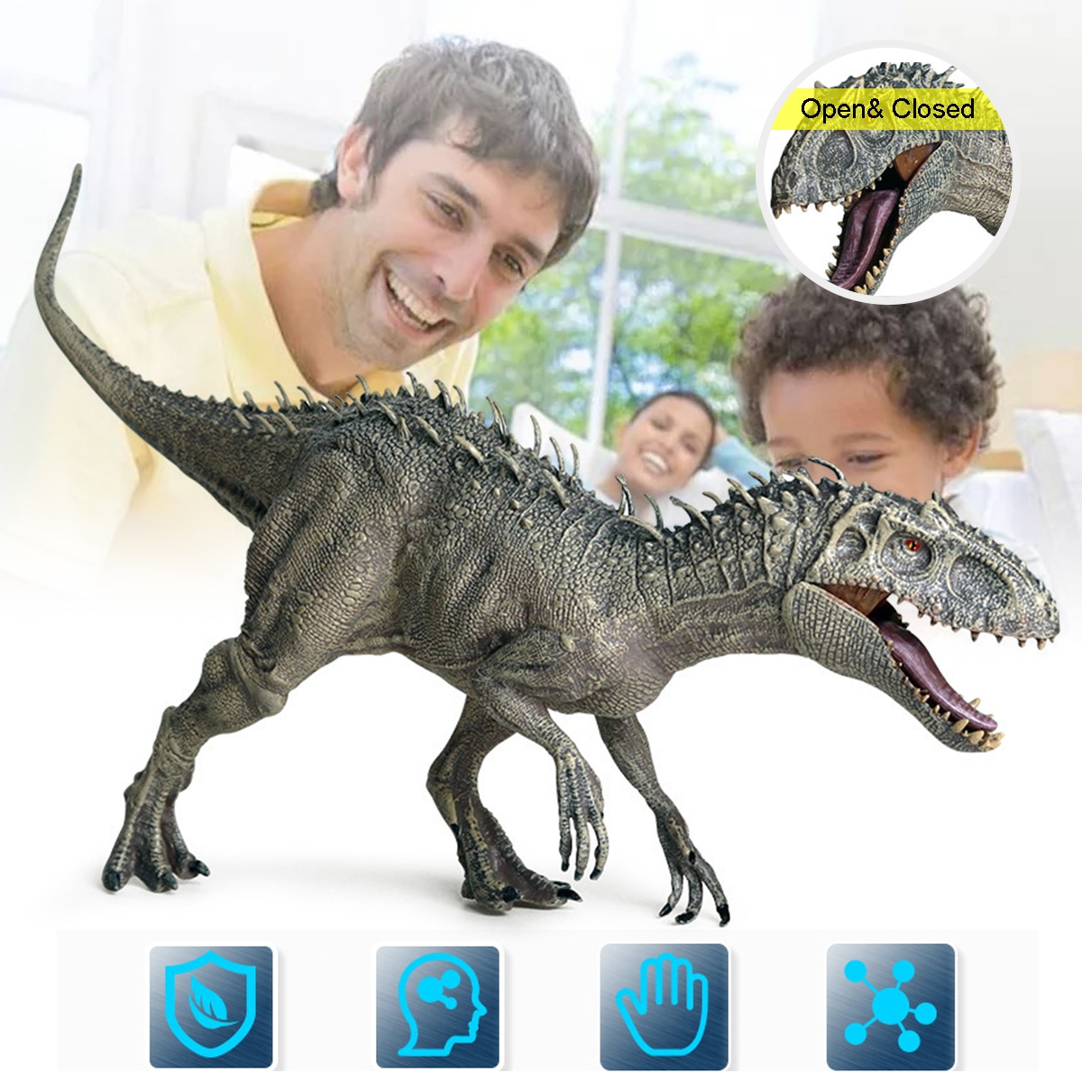 Jurassic Tyrannosaurus Rex Action Figures Mouth Opend Movable Static Dinosaur Animals Plastic Model Toy for Kids Gift