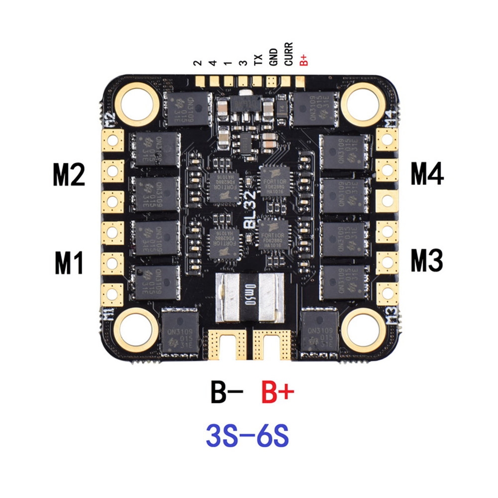 30.5x30.5mm JHEMCU BL32-55 55A 3-6S BLheli_32 32Bits DShot1200 4In1 Brushless ESC for RC Drone FPV Racing