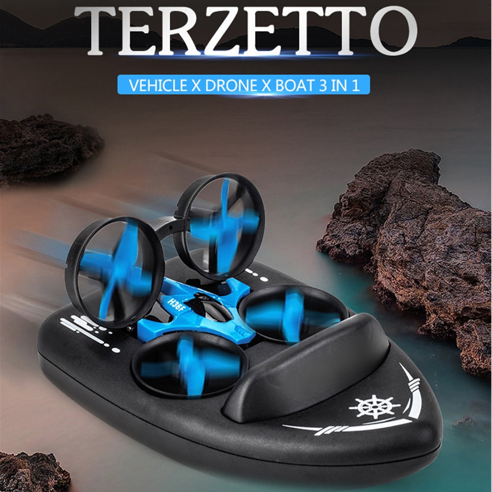 JJRC H36F Terzetto with Two Batteries 1/20 2.4G 3 In 1 RC Boat Vehicle Flying Drone Land Driving RTR Model