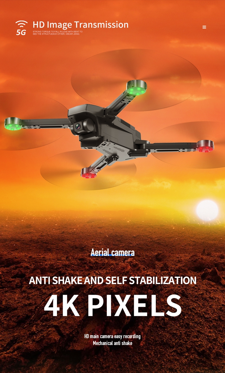 1906 5G WIFI FPV GPS With 4K HD ESC Dual Camera Optical Flow Visual Positioning Foldable RC Drone Quadopter RTF