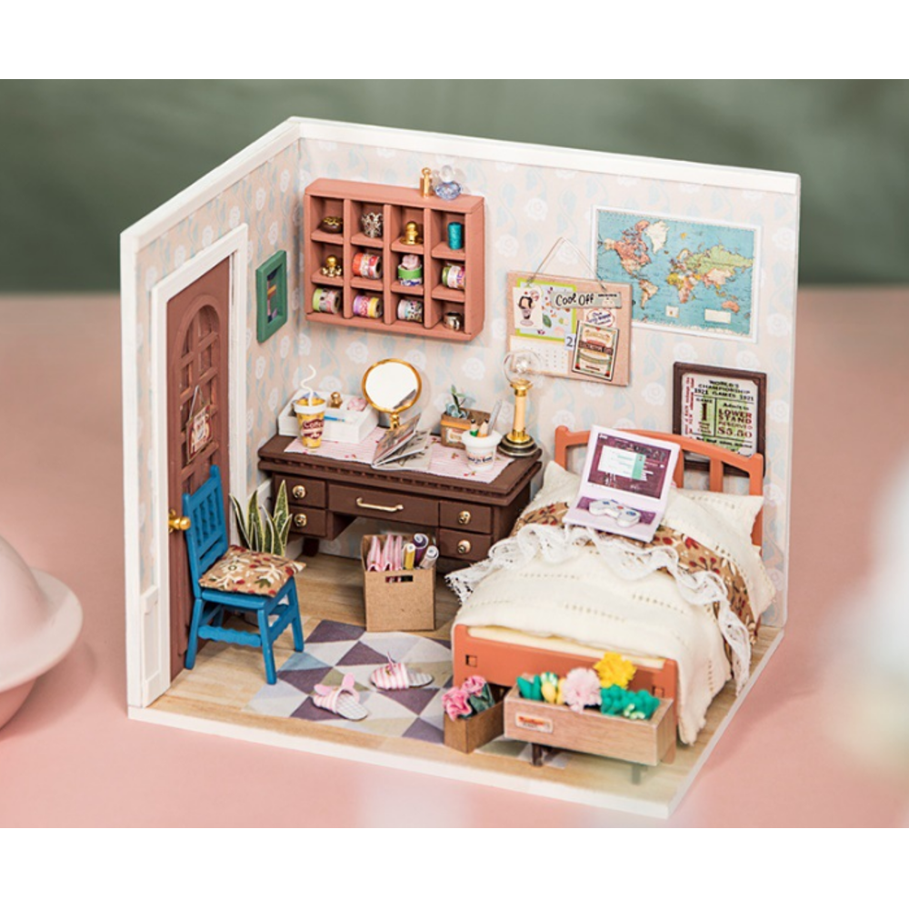 Robotime DGM08 DIY Doll House Handmade Wooden Assembly Model Anne Bedroom Theme Doll House With Furniture