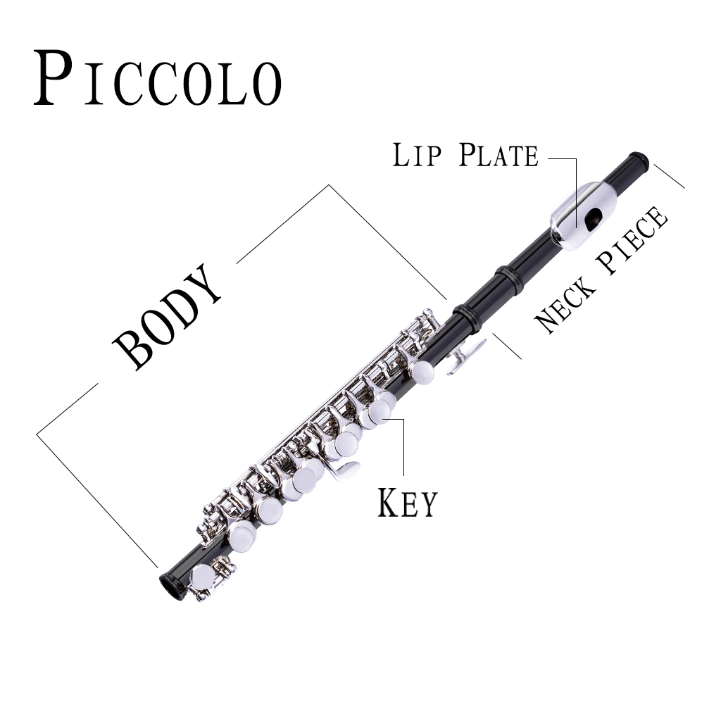 Naomi Excellent Nickel Plated C Key Piccolo W/ Case Cleaning Rod And Cloth And Gloves Cupronickel Piccolo Set