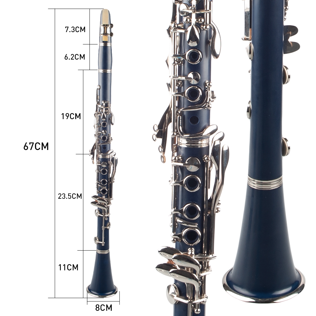 NAOMI Professional Bb 17-Key Clarinet ABS Clarinet Cupronickel Plated Nickel Kit W/ Clarinet+Reeds+Strap+Case+Components