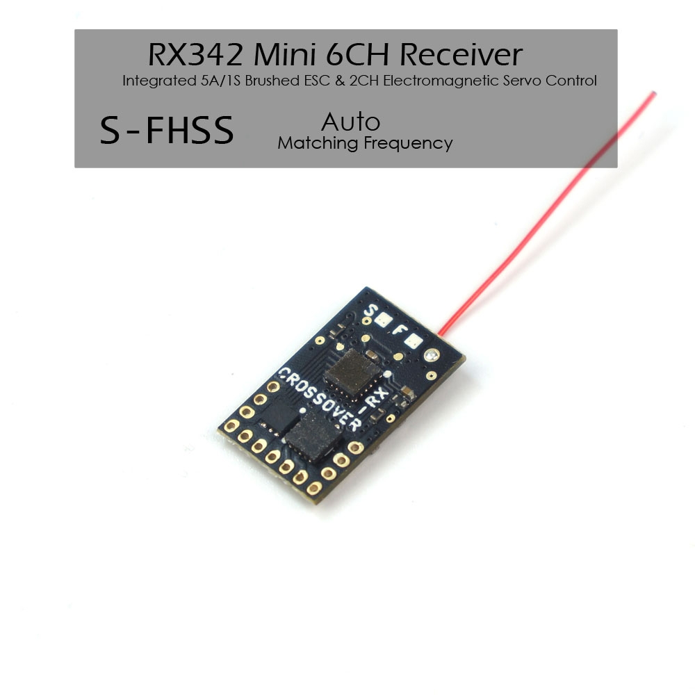 AEORC RX342 2.4GHz 6CH Mini RC Receiver Integrates 2CH Electromagnetic Servo Controller and 1S 5A Brushed ESC Support FUTABA/S-FHSS for RC Drone