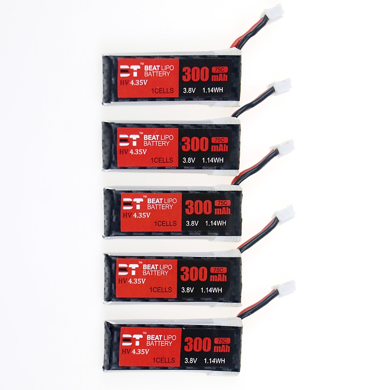 5Pcs BT BEAT 3.8V 300mAh 75C 1S HV 4.35V Lipo Battery PH2.0 Plug