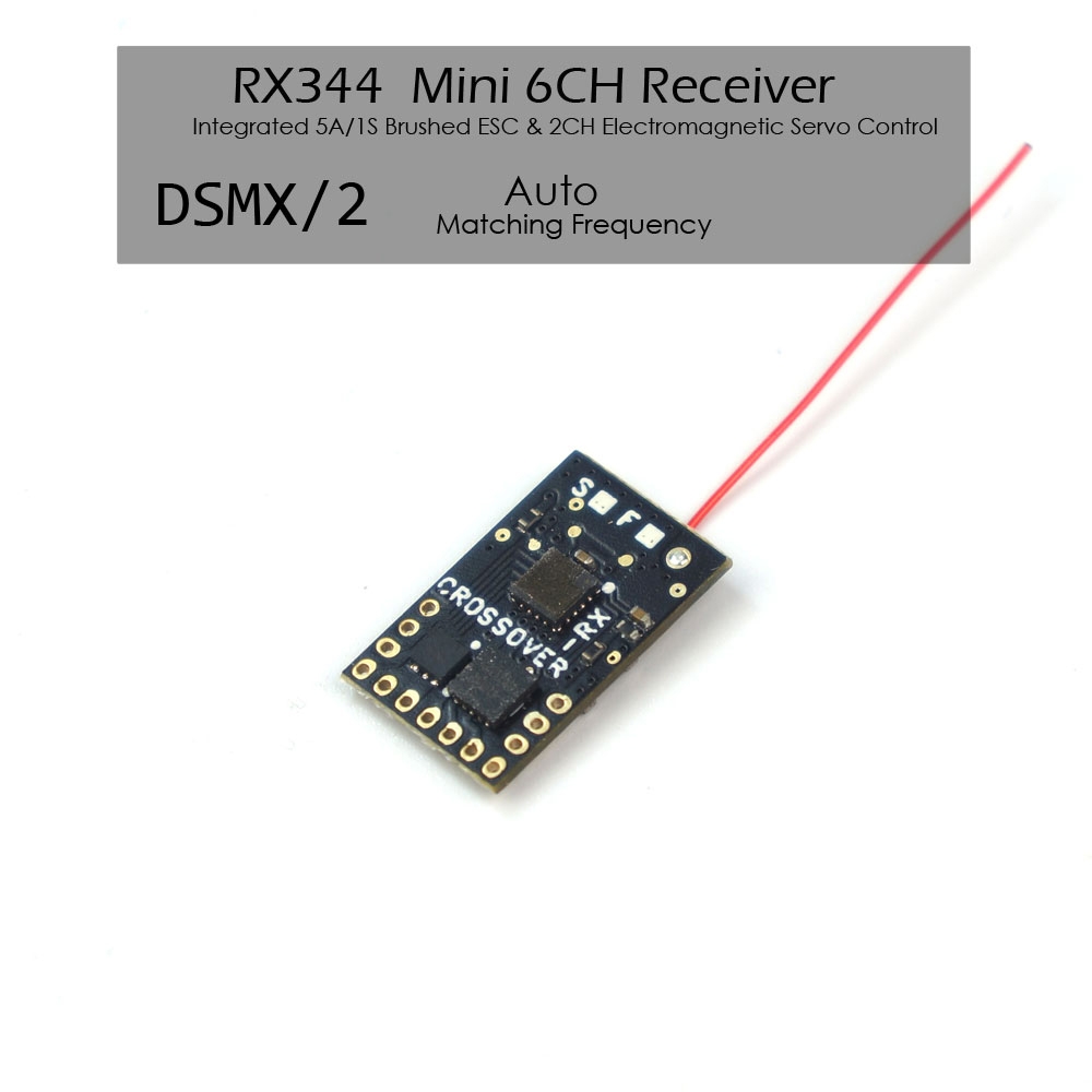 AEORC RX344/T 2.4GHz 6CH Mini RC Receiver with Telemetry Integrated 2CH Electromagnetic Servo Controller and 1S 5A Brushed ESC Supports DSMX/2 for for RC Drone