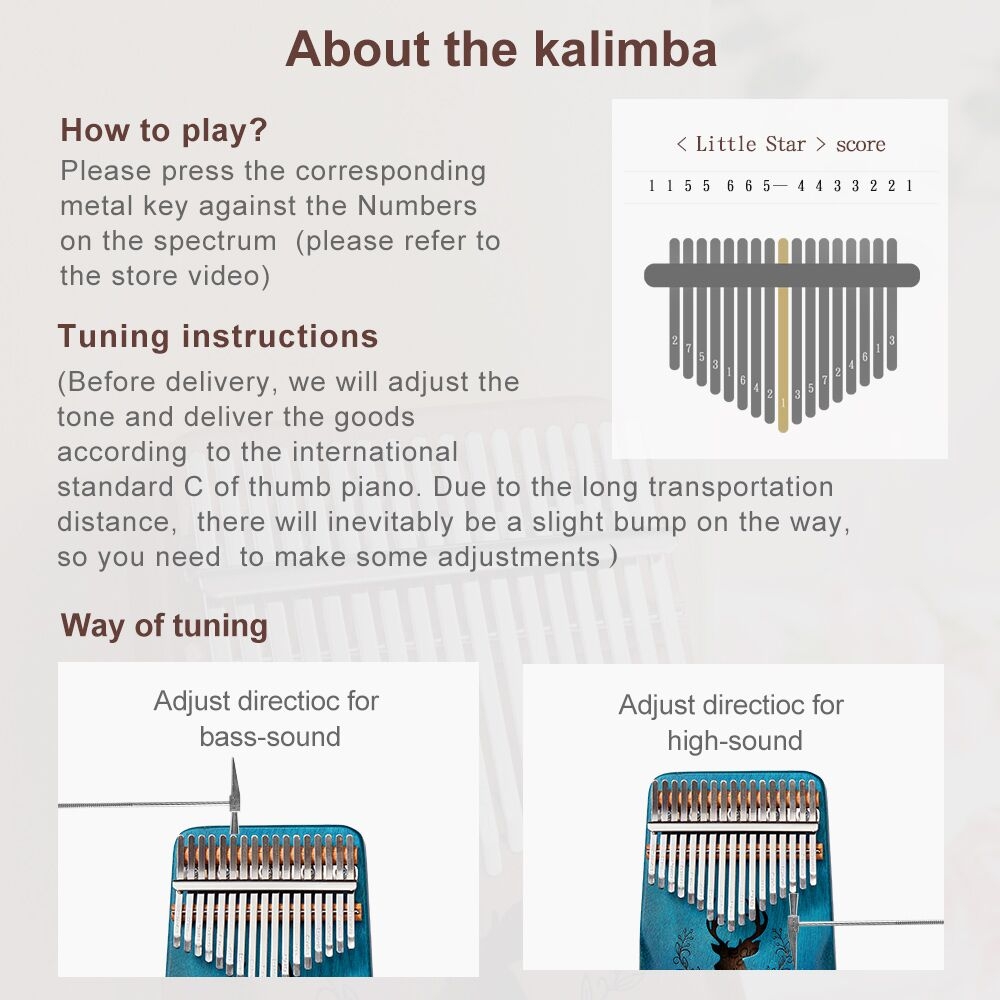 Cega 17 Key Mahogany Kalimbas Thumb Piano Musical Instrument Africa Finger Piano