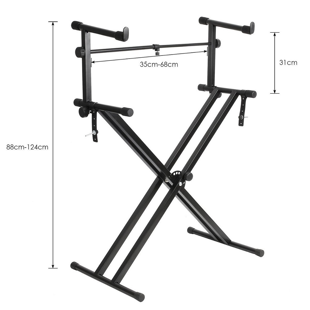 2-Tiers X Style Adjustable Keyboard Stand Folding Electronic Music Piano Holder