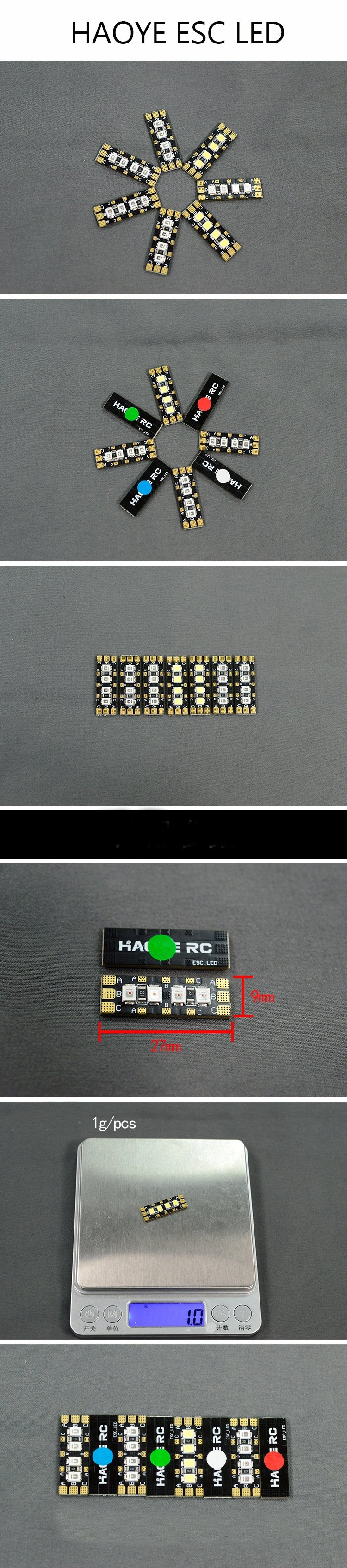 2pcs/Bag HAOYE 6S ESC LED Arm Light 27*9*3.5mm for ESC Extension Cable PCB Board FPV Racing Multirotors