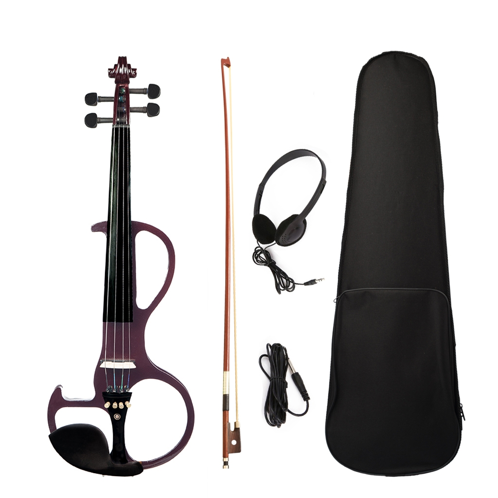 NAOMI Full Size 4/4 Violin Electric Violin Fiddle Maple Body Fingerboard Pegs Chin Rest with Bow Case - Photo: 1
