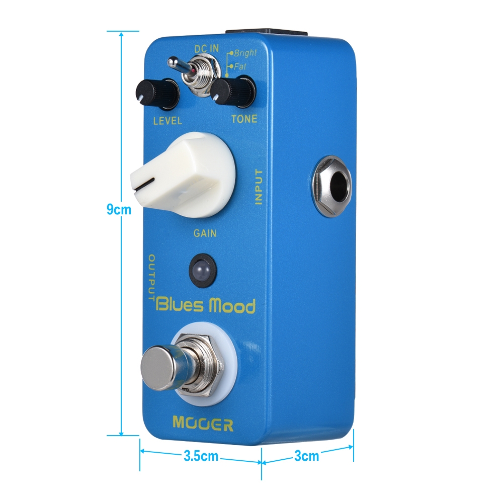 MOOER MBD2 Blue Mood Guitar Pedal Blues Style Overdrive Guitar Effect Pedal 2 Modes(Bright/Fat) True Bypass Full Metal Shell