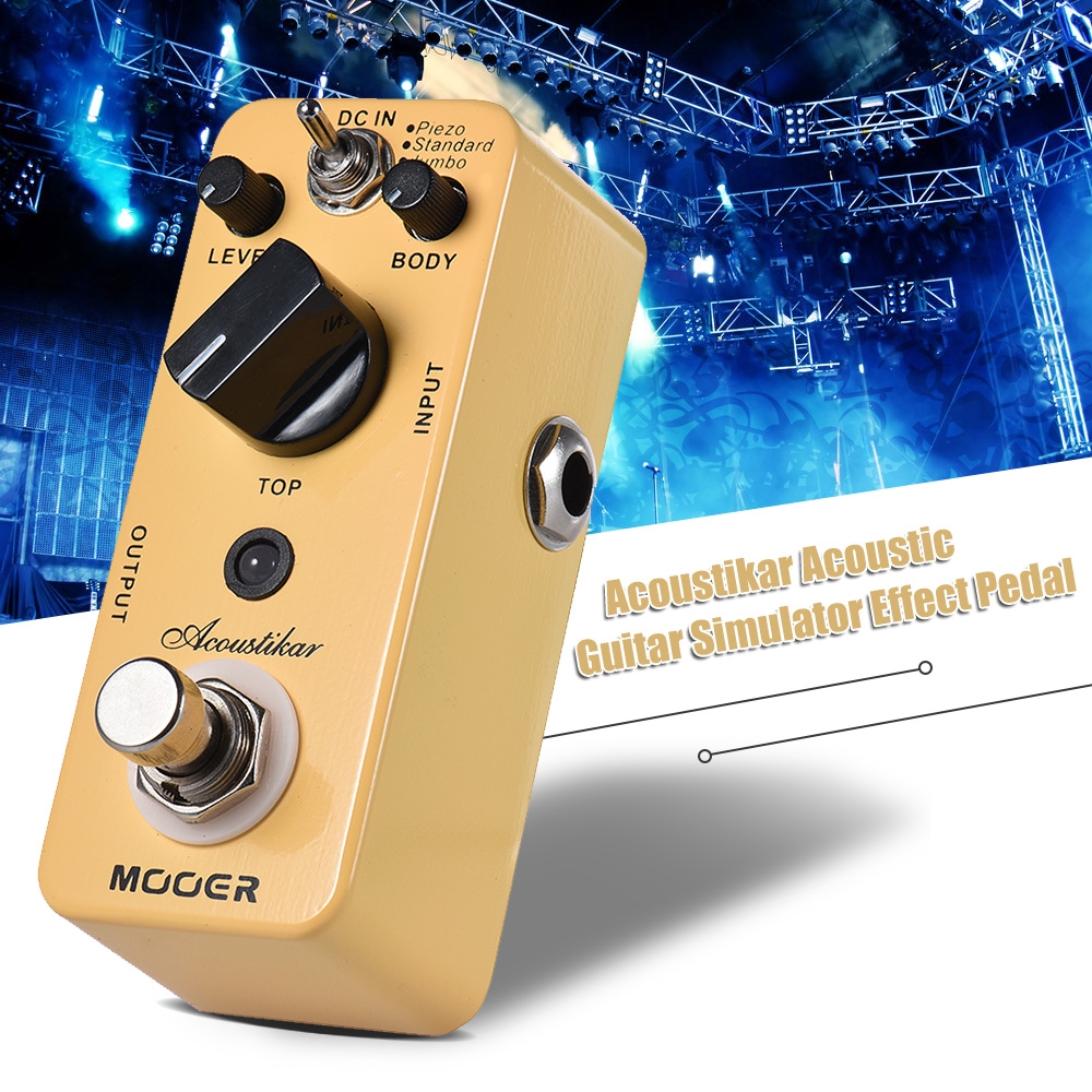 MOOER Acoustikar Acoustic Guitar Simulator Effect Pedal True Bypass Full Metal Shell 3 Modes (Piezo/Standard/Jumbo)