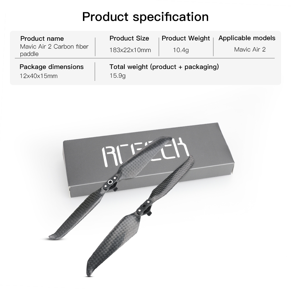 RCGEEK 7238F Carbon Fiber Low-Noise Foldable Propeller Props Blade Set for DJI Mavic Air 2 Drone