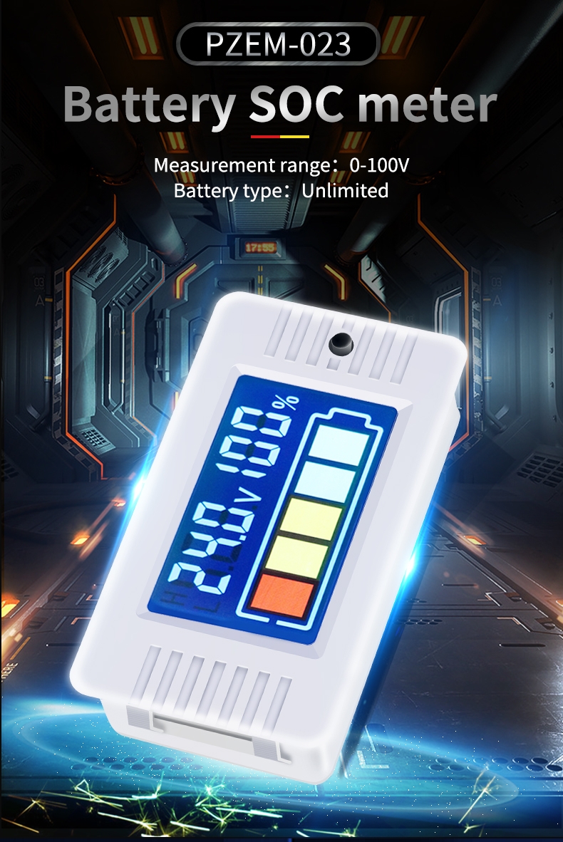 Peacefair PZEM-023 0-100v Voltage Tester Colored LCD Digital Battery Voltmeter Panel Meter