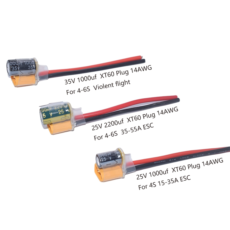XT60-capacitance 2200uf/25V 1000uf/35V 1000uf/25V 2-6S LC Filter Capacitor Plug Line For FPV Racing RC Drone