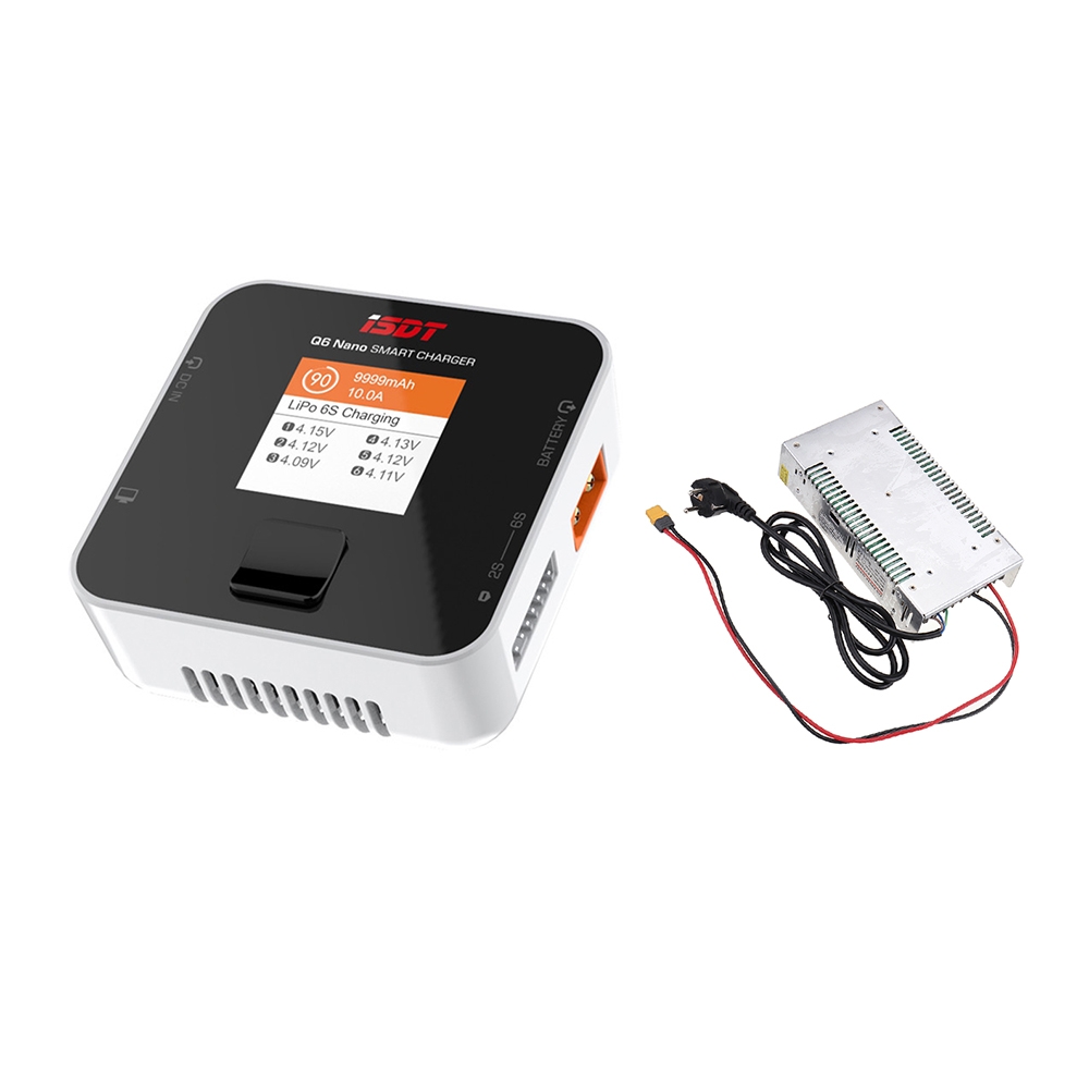 ISDT Q6 Nano BattGo 200W 8A Lipo Battery Charger With Hobbyporter 24V 16.7A 400W Power Supply Adapter EU Plug