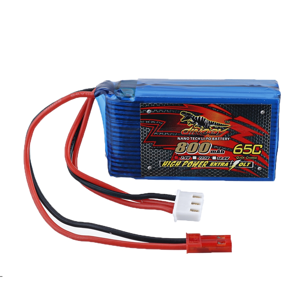 DINOGY 7.4V 2S 800mAh 65C Lipo Battery JST Plug for RC Racing Drone