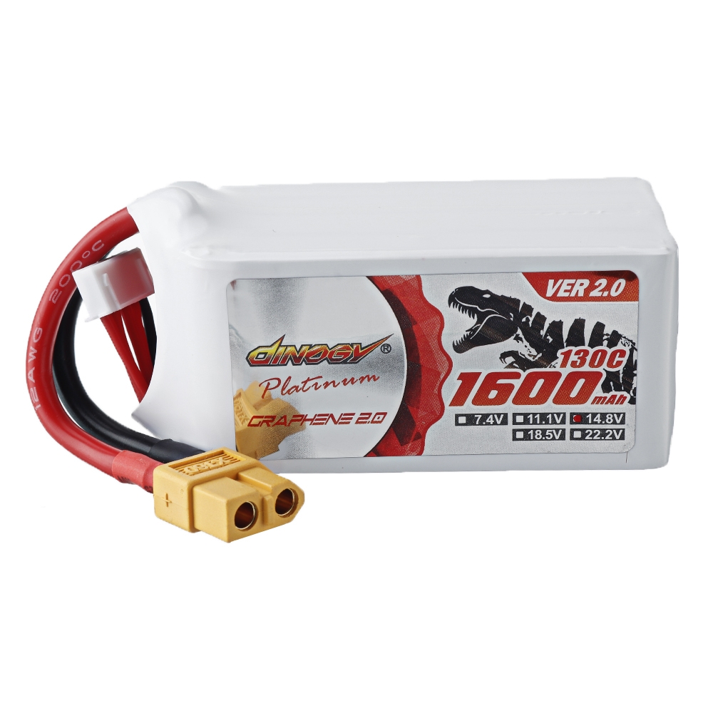 DINOGY 14.8V 1600mAh 130C 4S Lipo Battery XT60 Plug for FPV RC Racing Drone