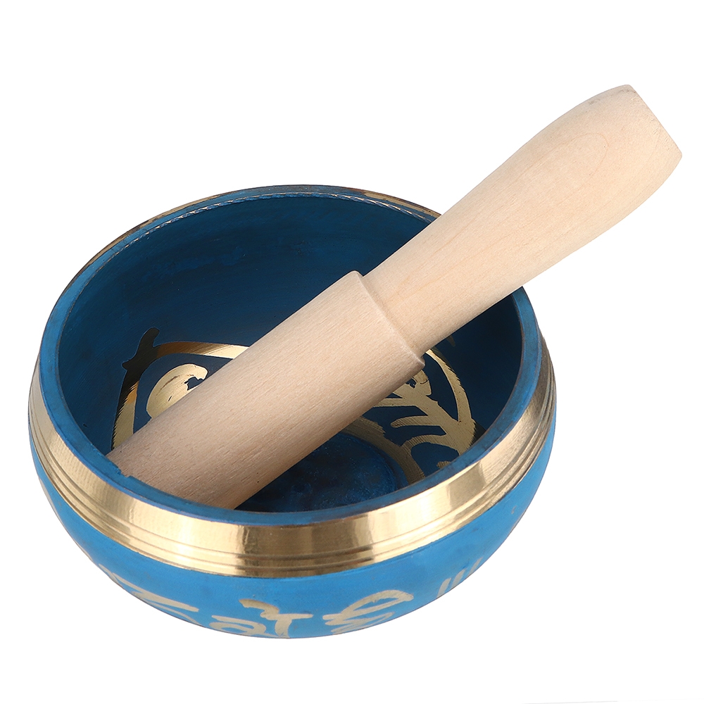 Tibetan Singing Bowl With Traditional Design Tibetan Buddhist Prayer Flag Handmade Music Bowl