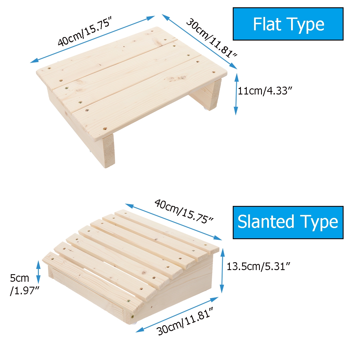 Flat / Slanted Footrest Pine Wood Foot Stool Piano Furniture Home Office Under Table