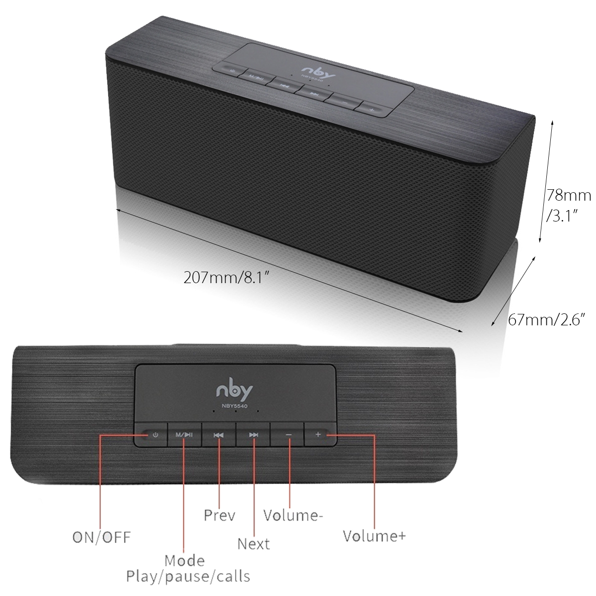 NBY 10W Wireless HiFi bluetooth Speaker Bass Stereo Subwoofer AUX TF FM USB