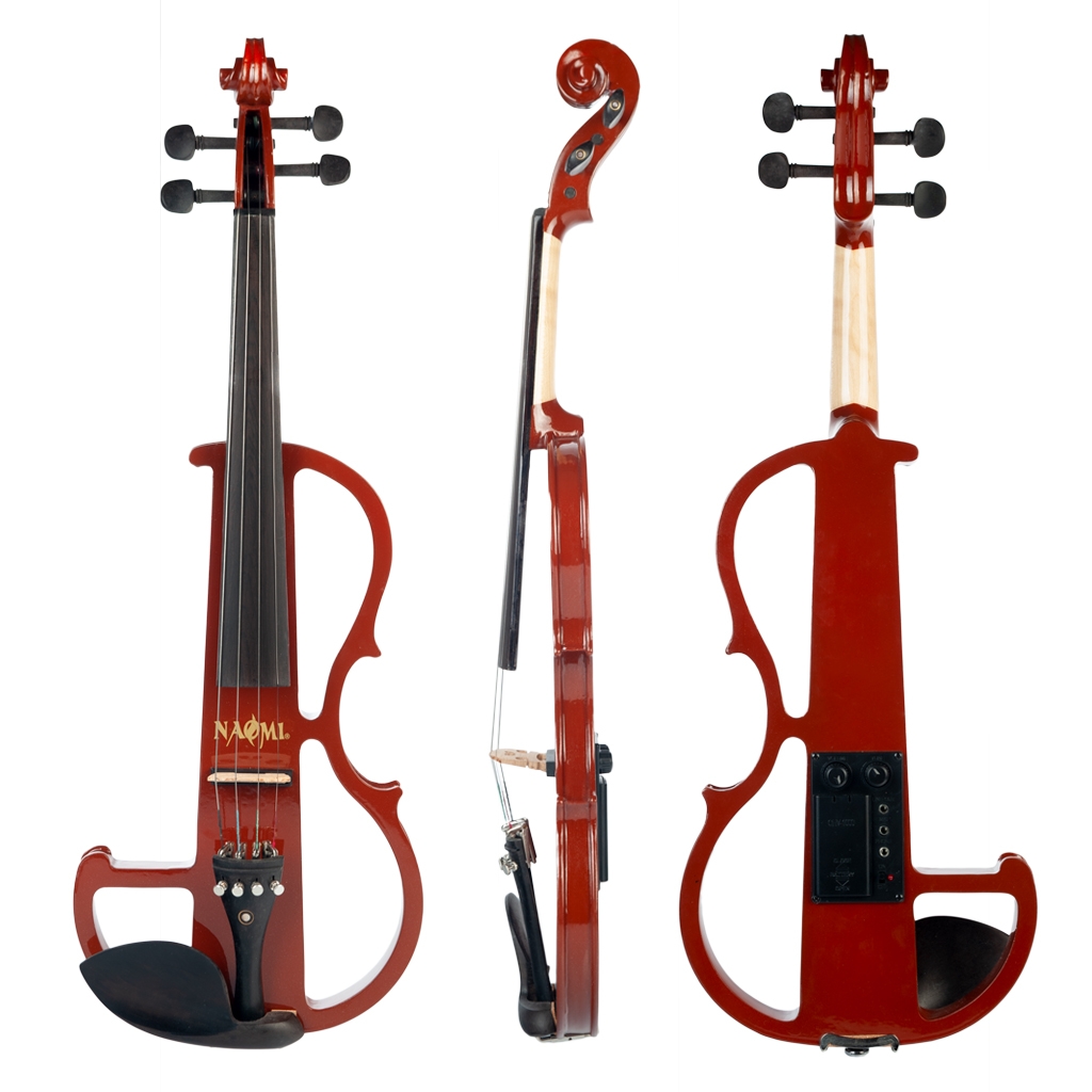 Naomi Violin Full Size 4/4 Solid Wood Electric Violin Basswood Body Ebony Fingerboard Pegs with Ebony Ebony Accessories