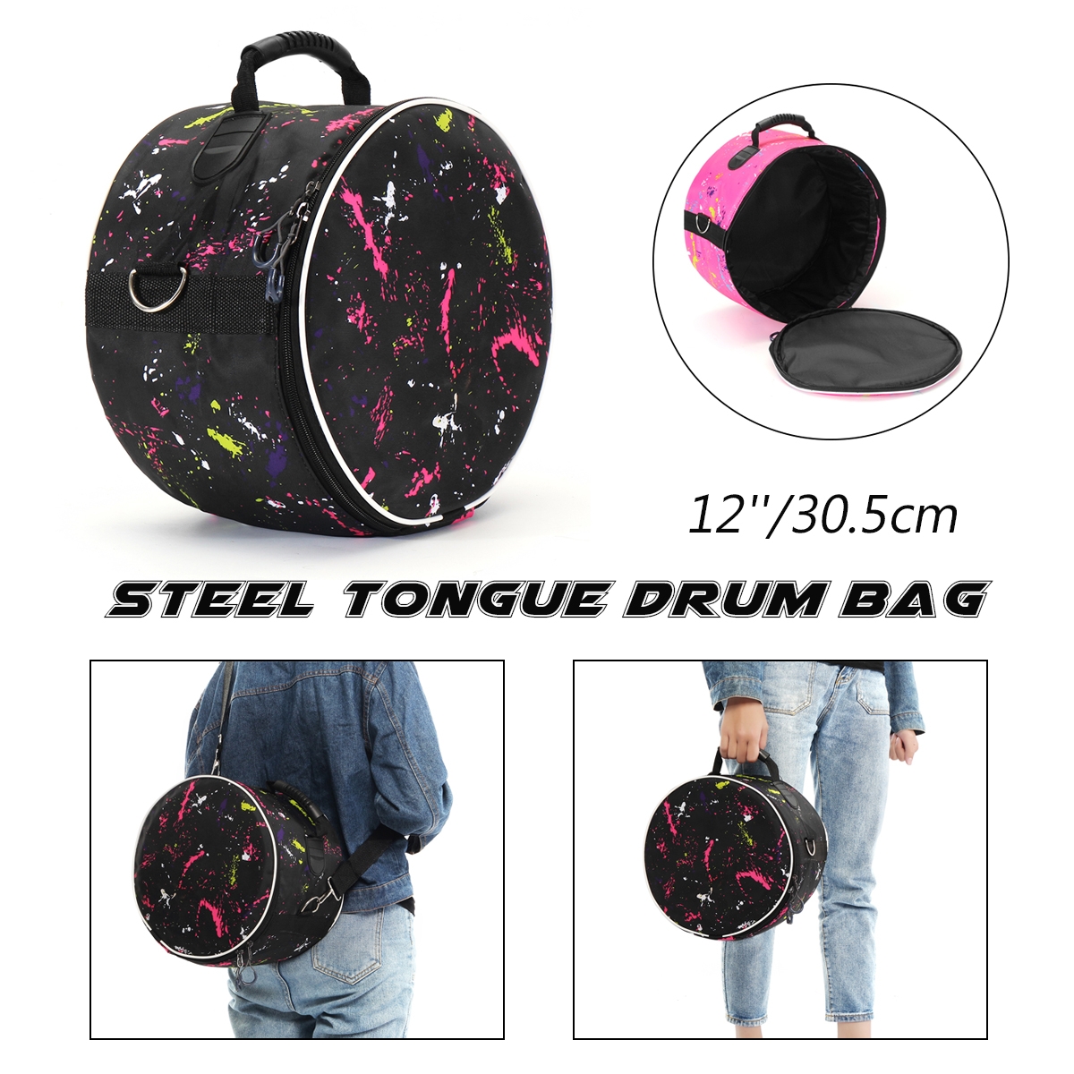 12 Inch Steel Tongue Drum Bag Oxford Fabric Portable Shoulder Bag Handbag +Sponge