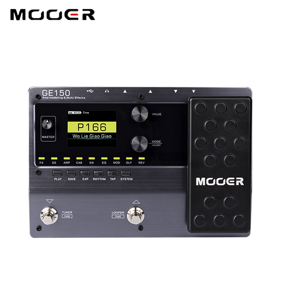 MOOER GE150 Digital Tube AMP Modelling Guitar Multi-Effects Pedal Processor 55 AMP Models 9 Effect Types Loop Recording (80S)