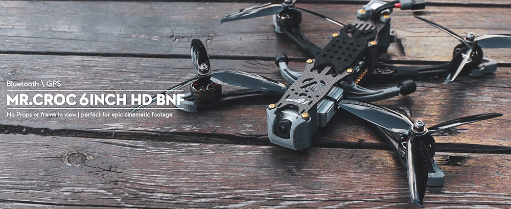 Flywoo Mr.Croc-HD 6 Inch 4S Freestyle FPV Racing Drone BNF DJI FPV Air Unit F7 Bluetooth FC GPS 2450KV 50A BLheli_32 ESC Titanium