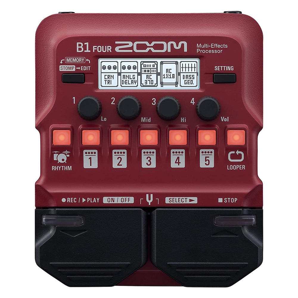 Zoom B1 FOUR/B1X FOUR Bass Guitar Multi-Effects Processor Pedal, With Built-in effects,Amp Modeling, Looper, Rhythm Section, Tuner, Battery Powered