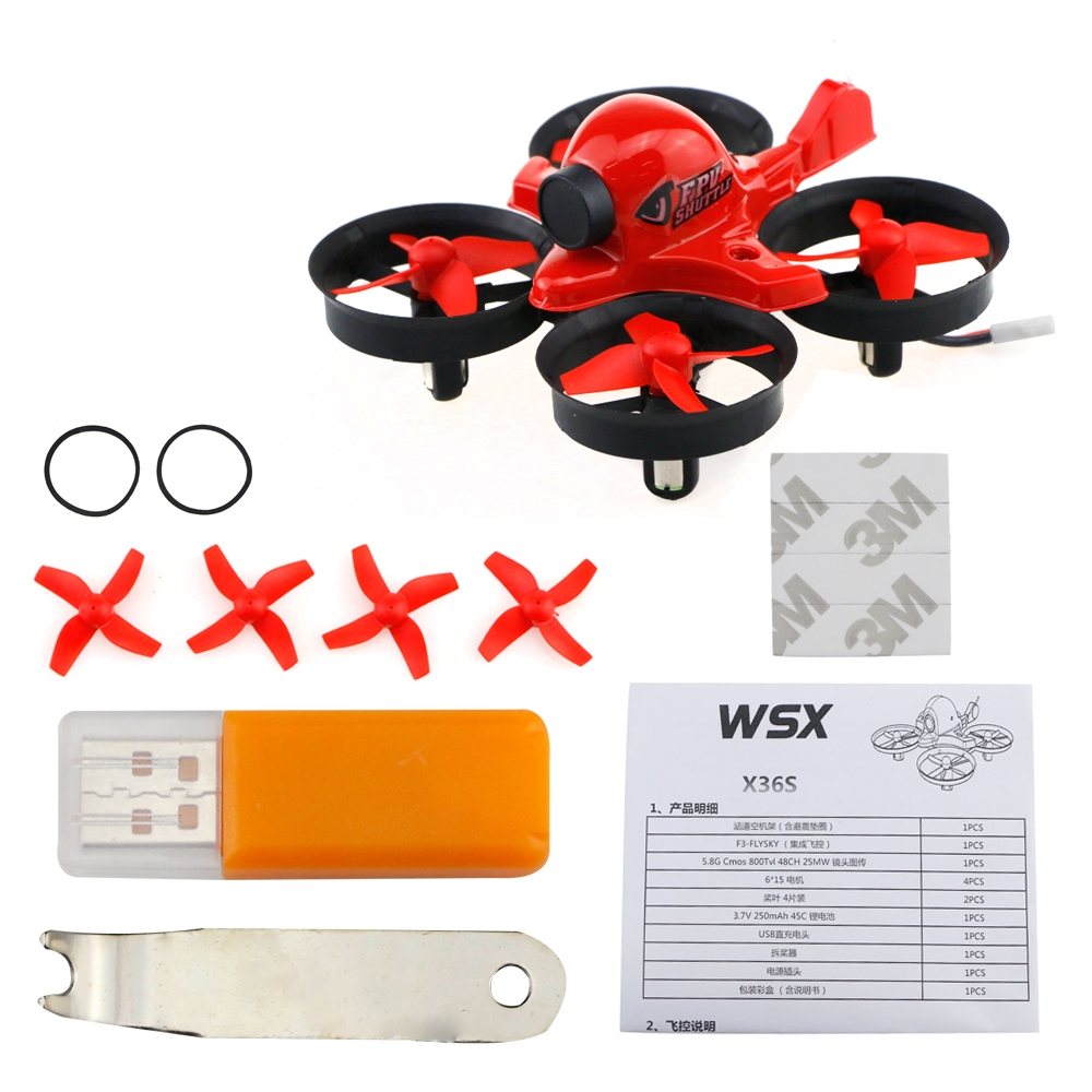 X36S Ducted 65mm 5.8G CMOS 800TVL 40CH 25mW Micro FPV F3 FC Coreless Racing RC Drone Quadcopter BNF