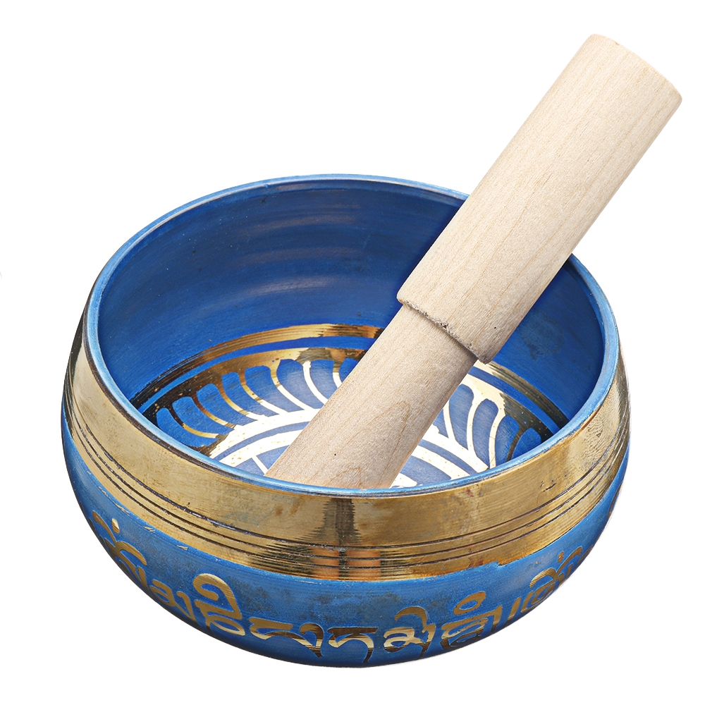 Tibetan Singing Bowl With Traditional Design Tibetan Buddhist Prayer Flag Handmade in Nepal