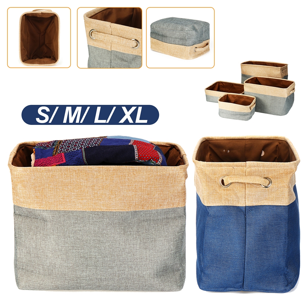 Eight Kinds of Cotton & Linen Blue/Grey Storage Basket Without Cover for Kid Toys