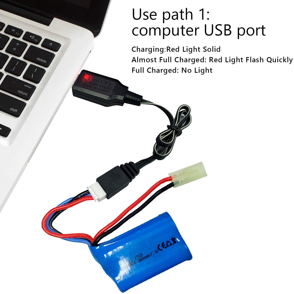 Volantex RC USB 2S-3PIN Charger Cable 2A for 2S 7.4V LiPo Battery RC Airplane Spare Part