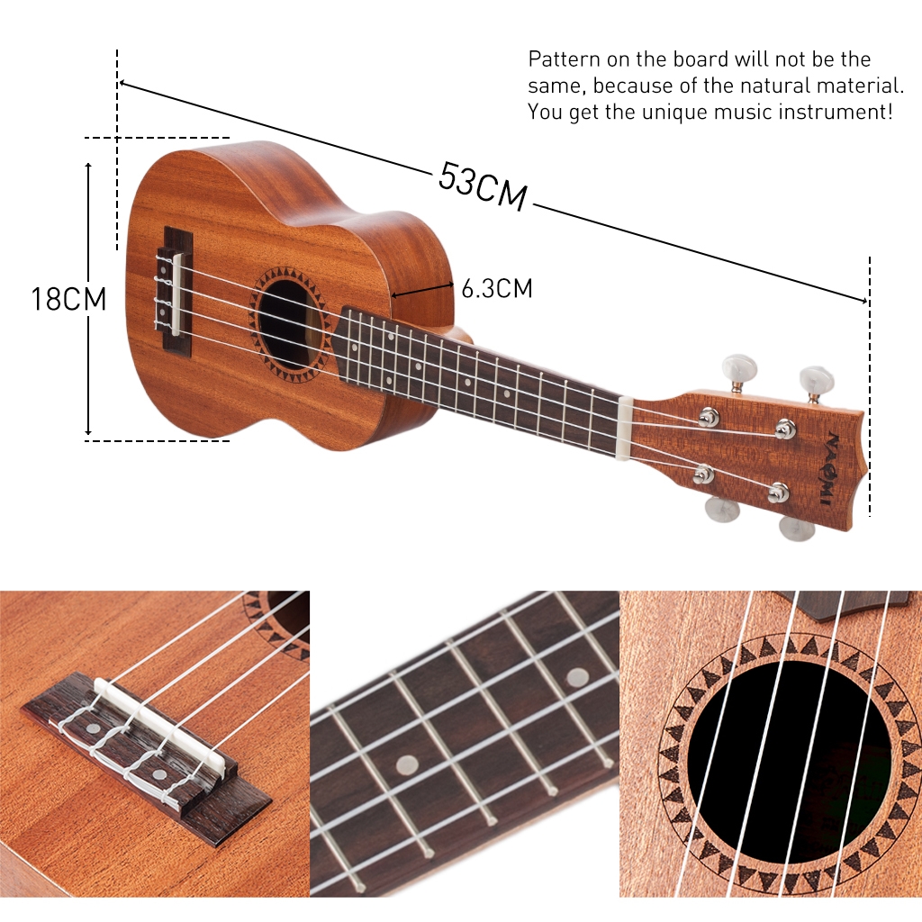 Naomi Ukulele Sapele Mahogany Ukulele 21'' SopranoTenor Ukulele Acoustic Guitar