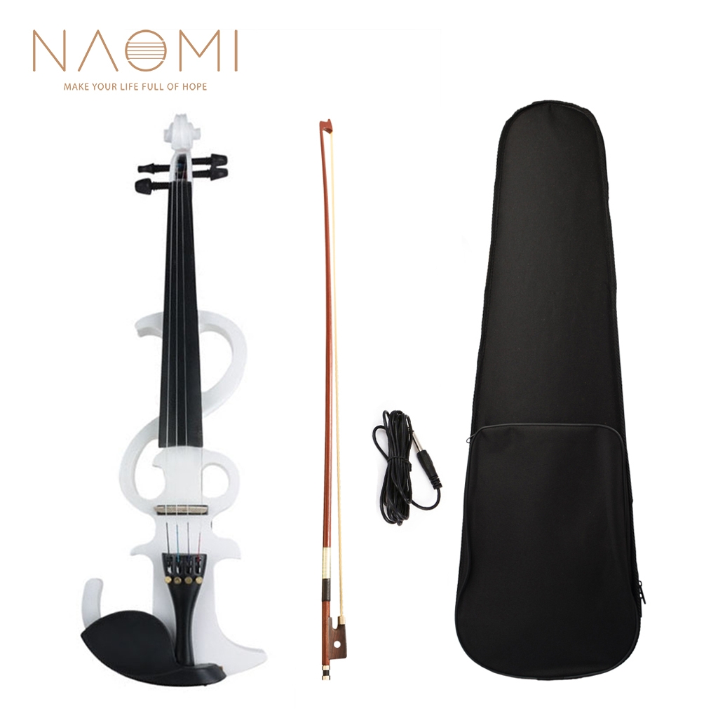 NAOMI Electric Violin 4/4 Electric Silent Violin Full Size Violin Ebony Fretboard with Bag