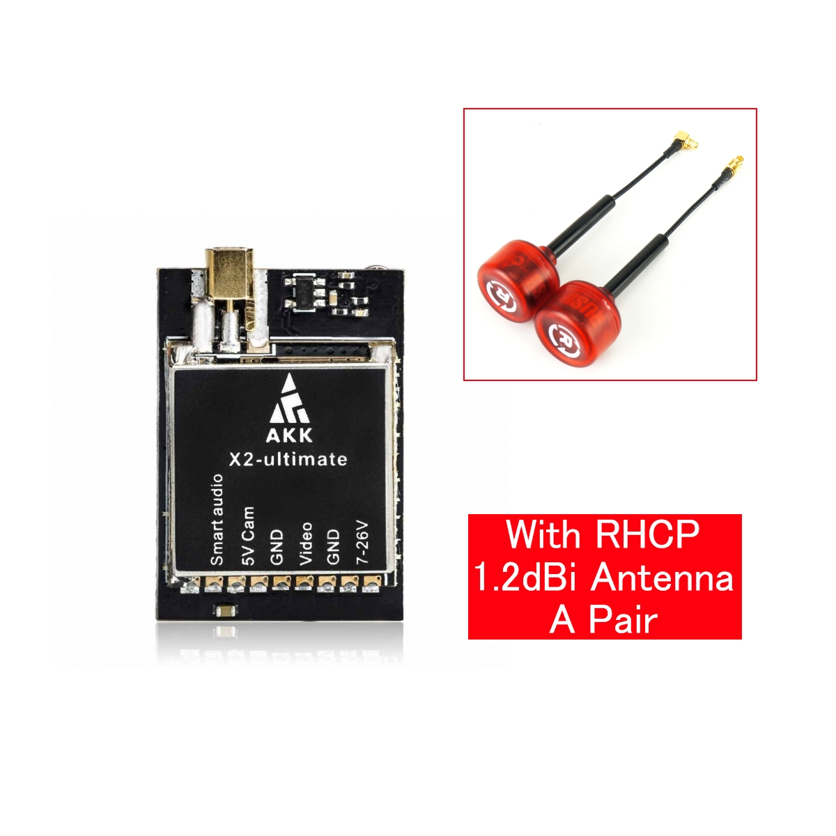 AKK X2-ultimate 25mW/200mW/600mW/1200mW 5.8GHz 37CH AV FPV Transmitter VTX with Smartaudio MIC International Version