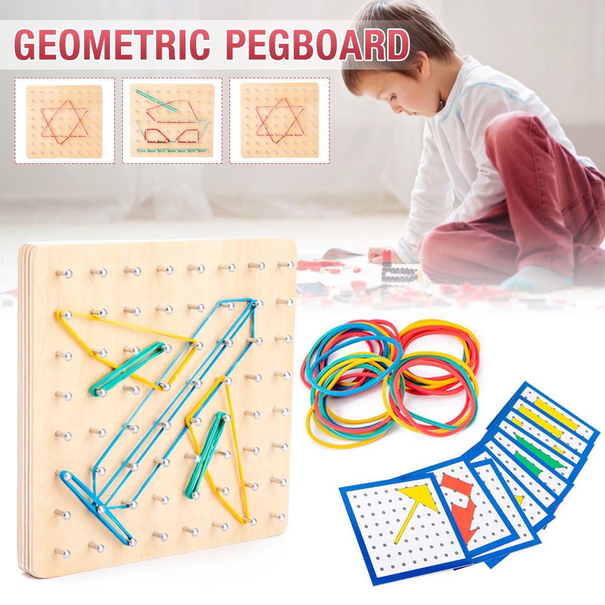 Montessori Traditional Teaching Geometry Puzzle Pattern Educational School Home Game Toy for Kids Gift