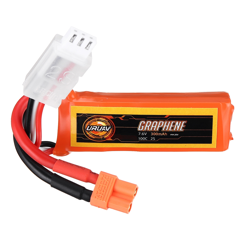 URUAV GRAPHENE 2S 7.6V 300mAh 100C Lipo Battery XT30 Plug for FPV RC Racing Drone