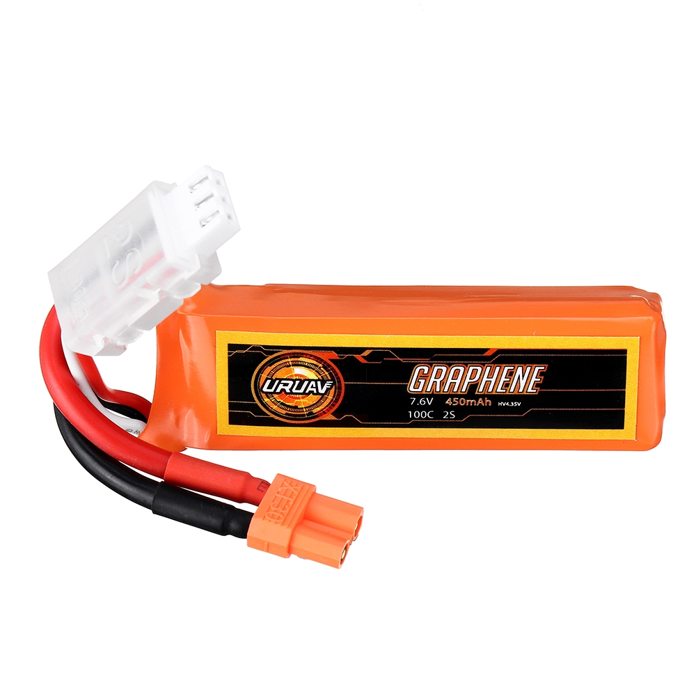 URUAV GRAPHENE 2S 7.6V 450mAh 100C Lipo Battery XT30 Plug for FPV RC Racing Drone