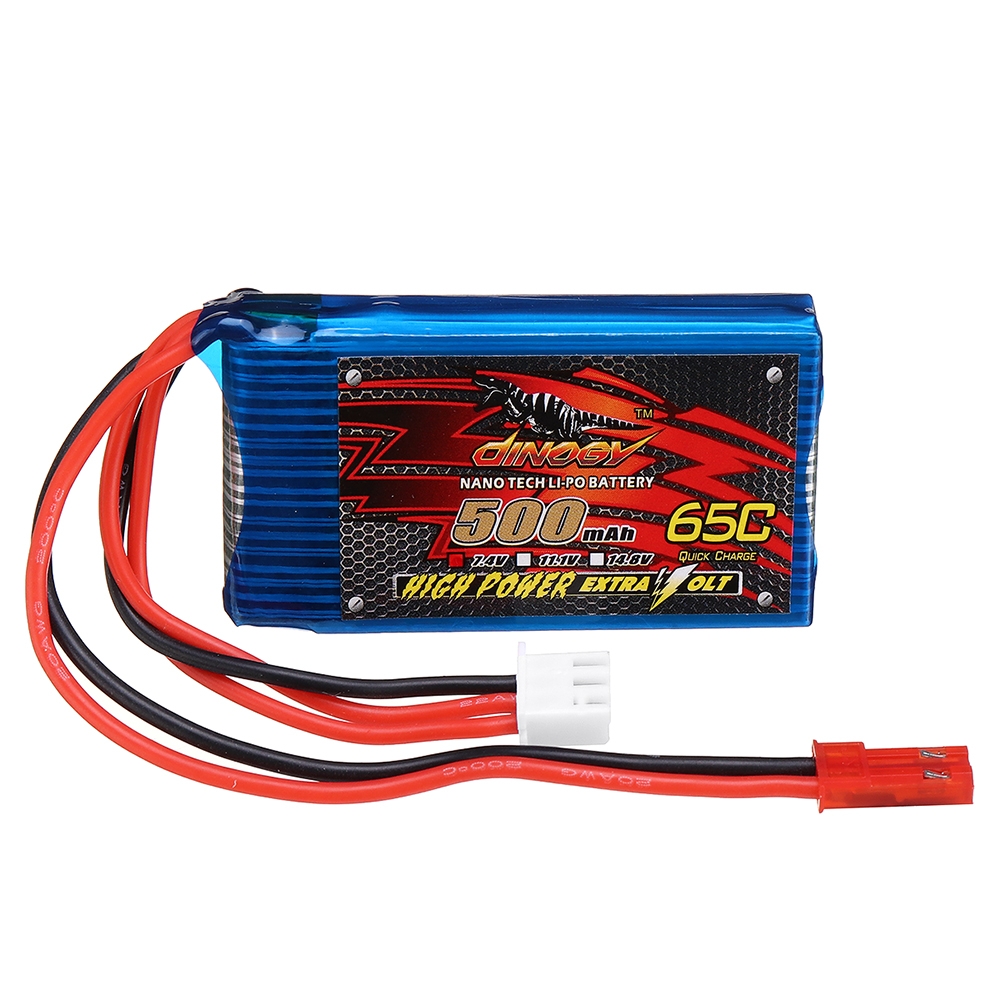 DINOGY 7.4V 500mAh 65C 2S Lipo Battery JST Plug Lipo Battery for Tinywhoop RC Drone