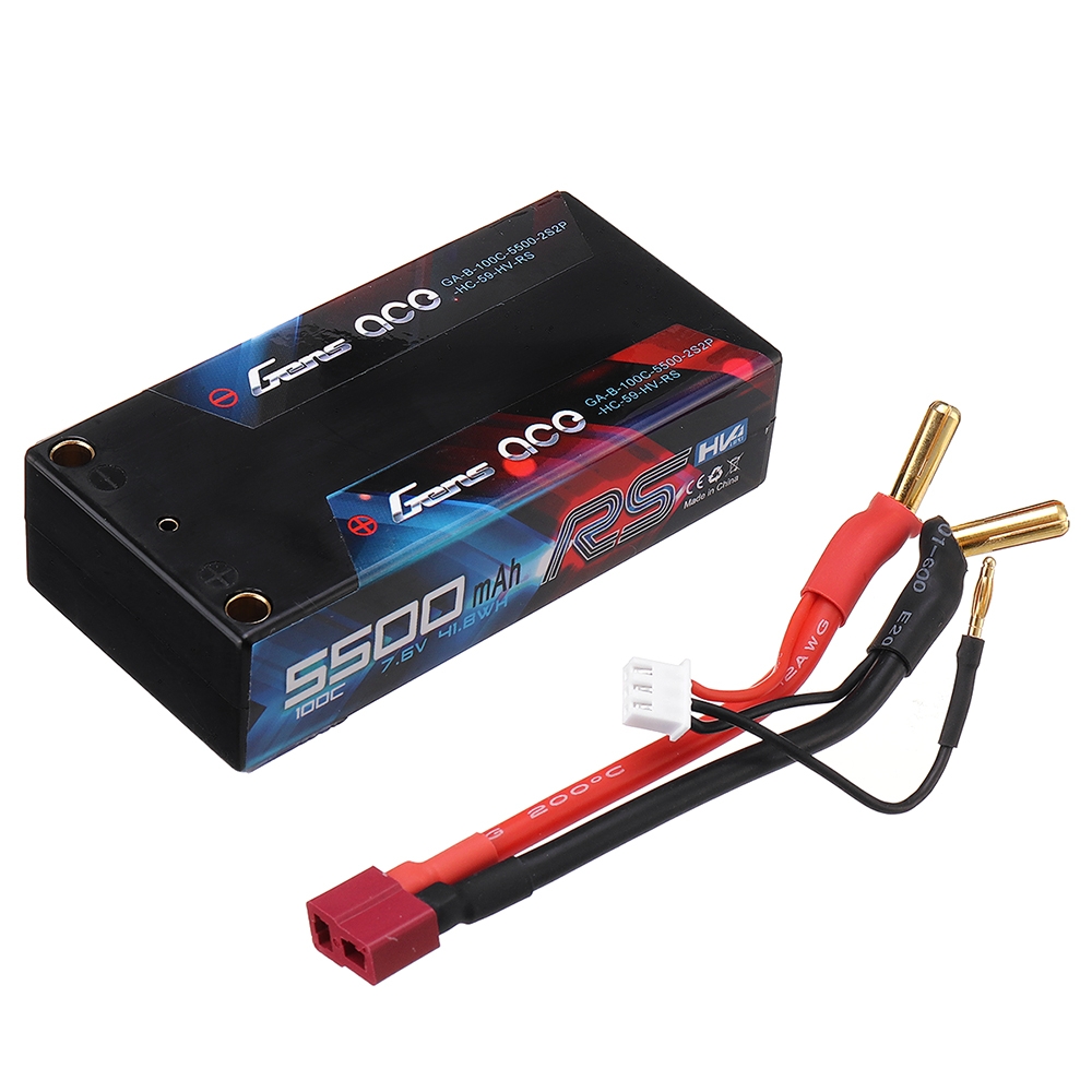 Gens ace RS 7.6V 5500mAh 100C 2S T Plug HV Lipo Battery for RC Car