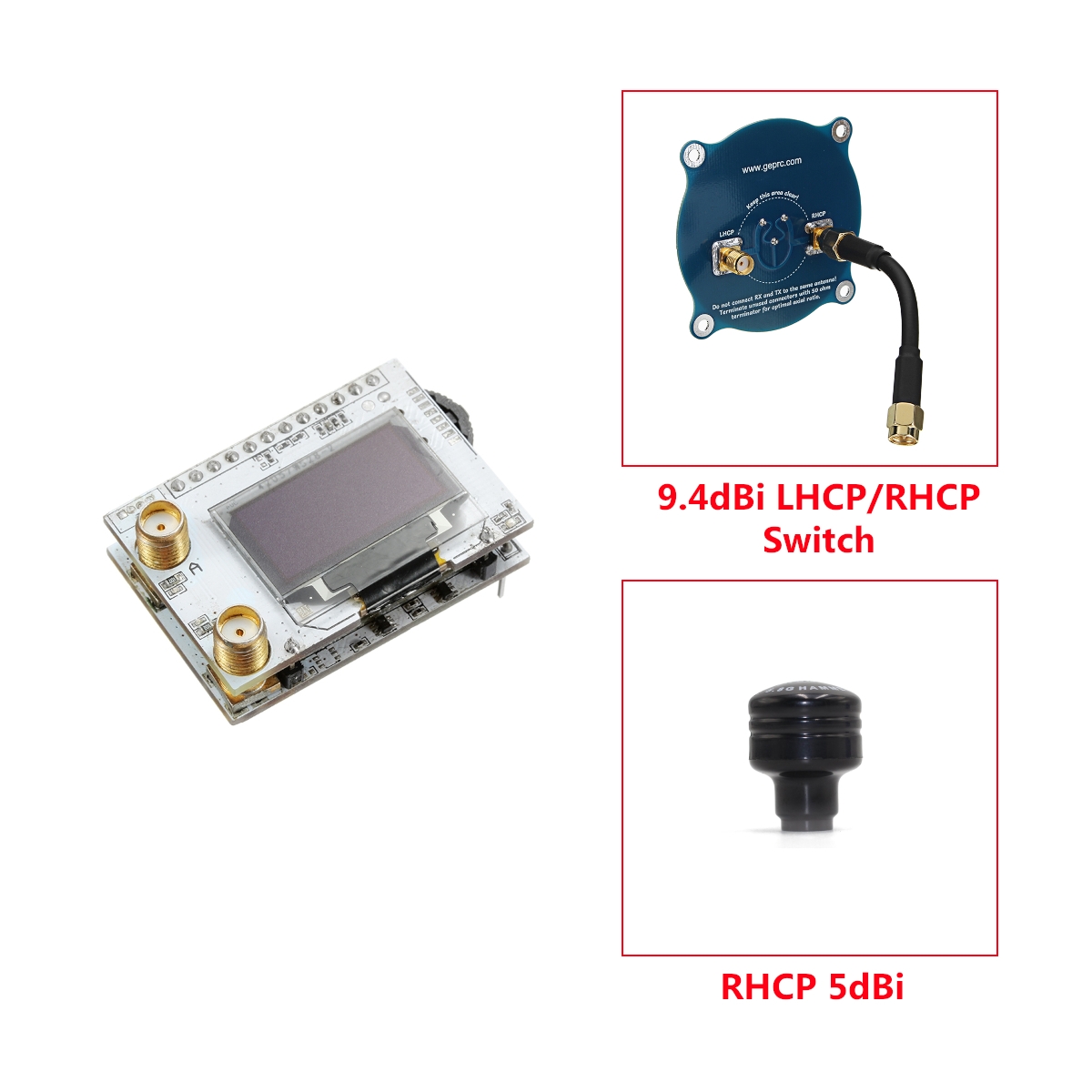 Eachine PRO58 RX Diversity 40CH 5.8G OLED SCAN VRX FPV Receiver SMA with RHCP 9dBI 5dBi High Gain Antenna for FatShark Goggles