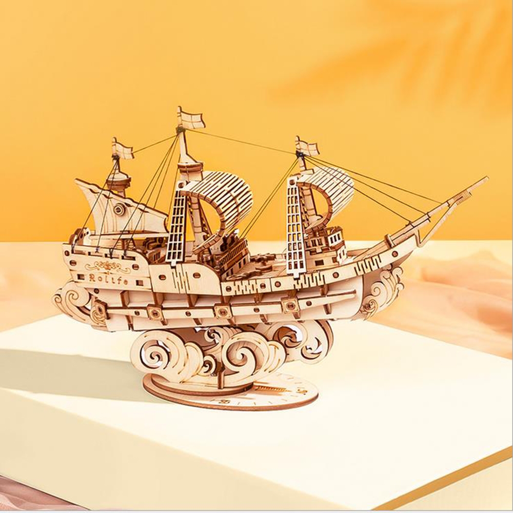 Robotime TG305 Haiyang Sailboat 3D Puzzle DIY Hand-assembled Wooden Sailboat Model Toys